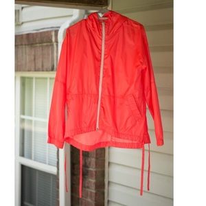 Bright pink rain jacket from American Eagle